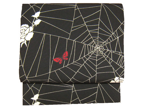 蜘蛛の巣のリバーシブル京袋帯（ポリ） - 着物・帯とのお別れも楽し 